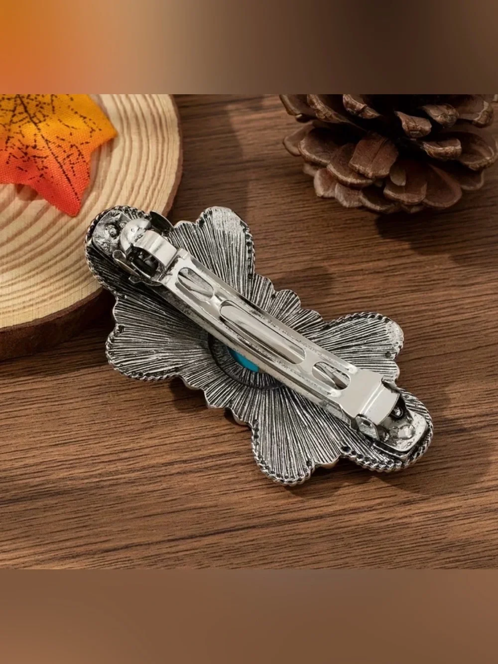 Turquoise Stone Hair Barrette - Women Accessories Western Barrette